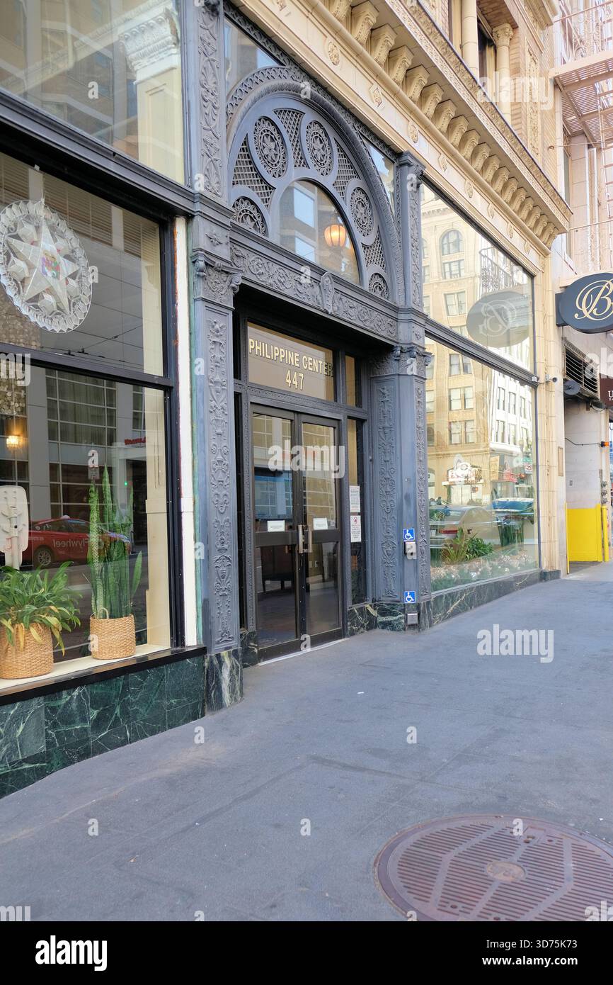 Das Philippine Center in der Sutter Street in der Nähe des Union Square in San Francisco, Kalifornien; Sitz des Generalkonsulats, Handel und Industrie, Tourismus. Stockfoto