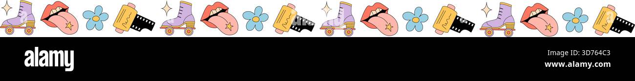 Grooviger Y2K-Rahmen mit farbenfrohen Elementen Stock Vektor