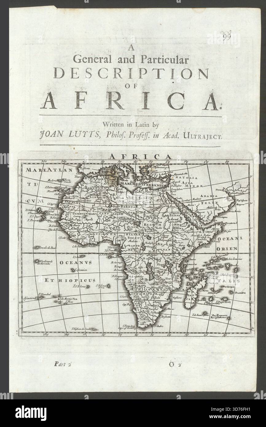 Afrika von Herman Moll. Hypothetischer Innenraum! Phantom St Matthew Island 1701 Karte Stockfoto