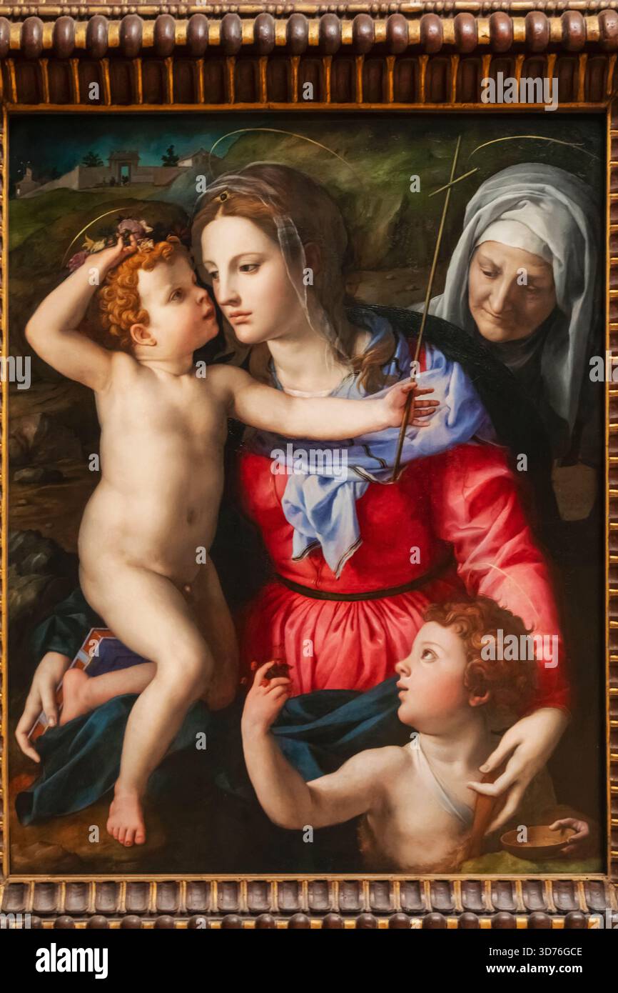 Gemälde mit dem Titel „die Madonna und das Kind mit den Heiligen“ von Bronzino aus dem Jahr 1540 Stockfoto