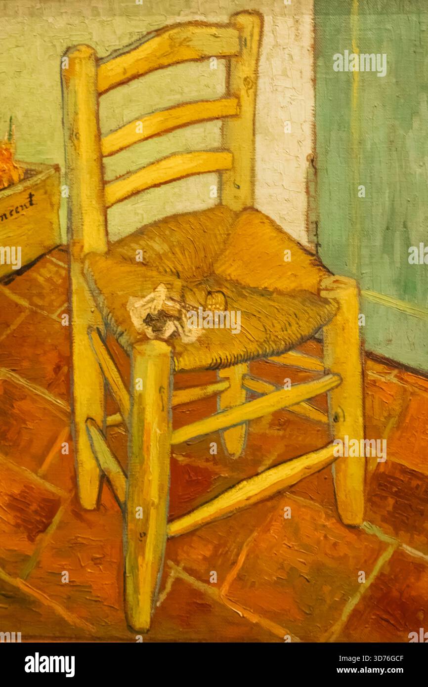 Gemälde mit dem Titel "Van Gogh's Chair' von Vincent van Gogh vom 1888 Stockfoto