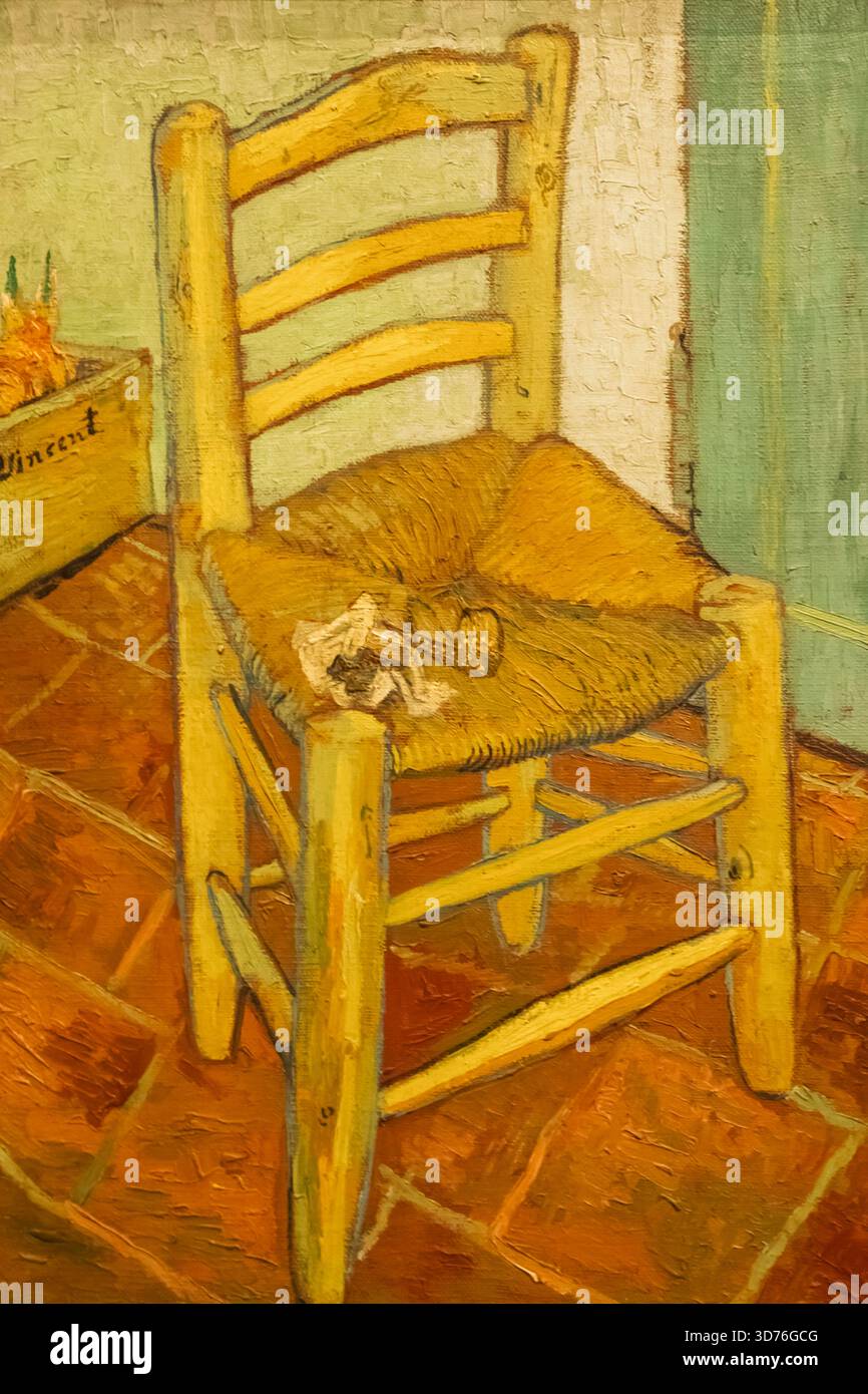 Gemälde mit dem Titel "Van Gogh's Chair' von Vincent van Gogh vom 1888 Stockfoto