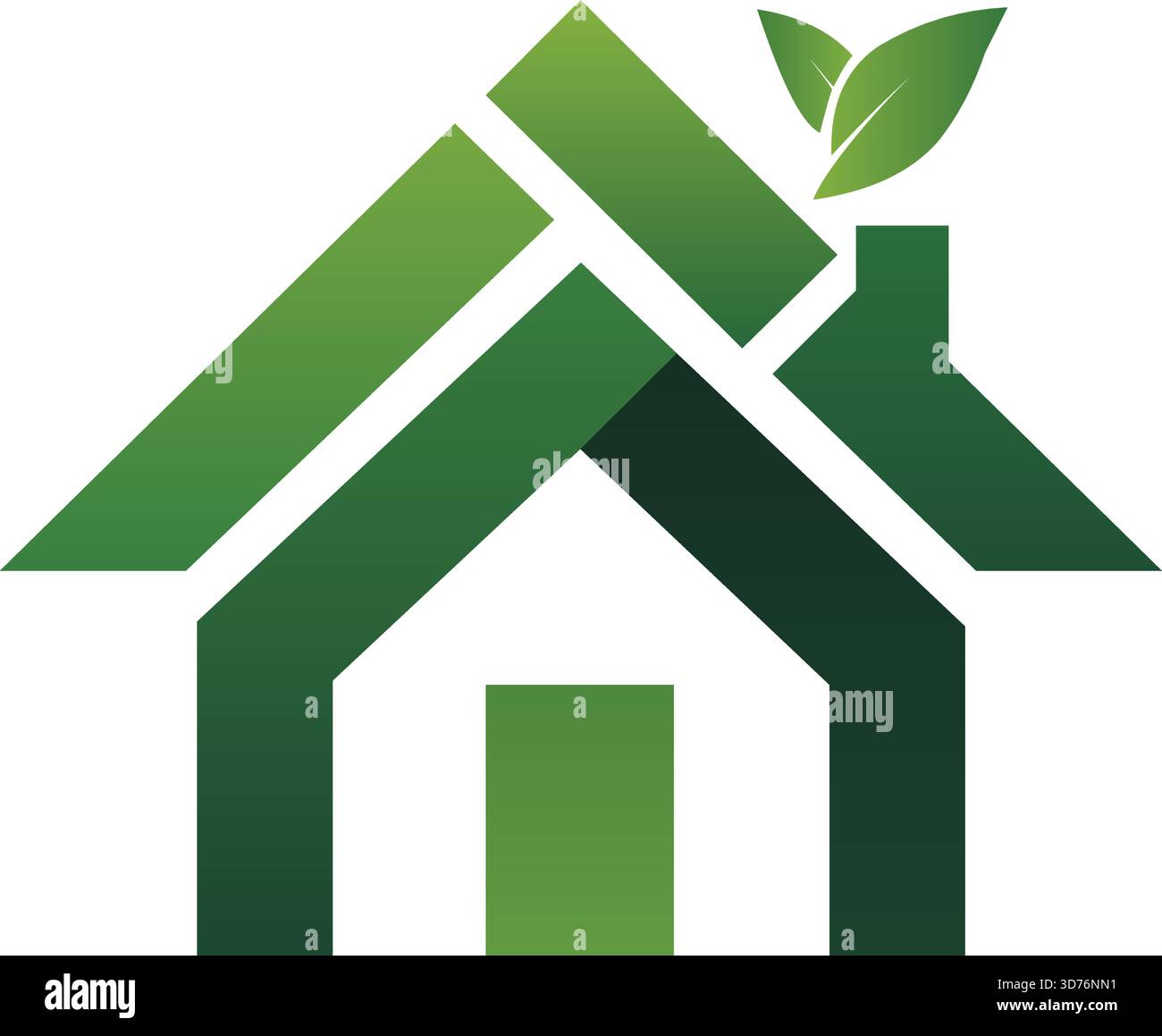 Grünes Eco-House-Flachsymbol isoliert auf weißem Hintergrund Stock Vektor