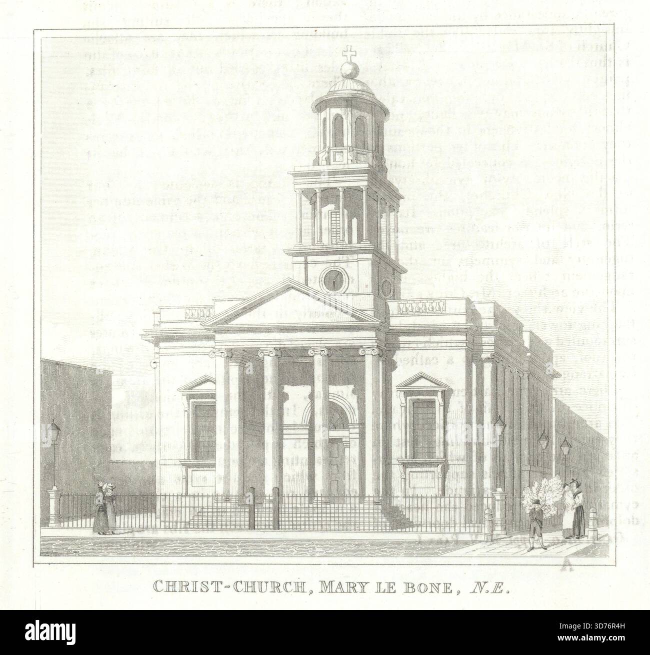 Christ Church, Marylebone. Hardwick. Gentleman's Magazine 1825, alter Druck Stockfoto
