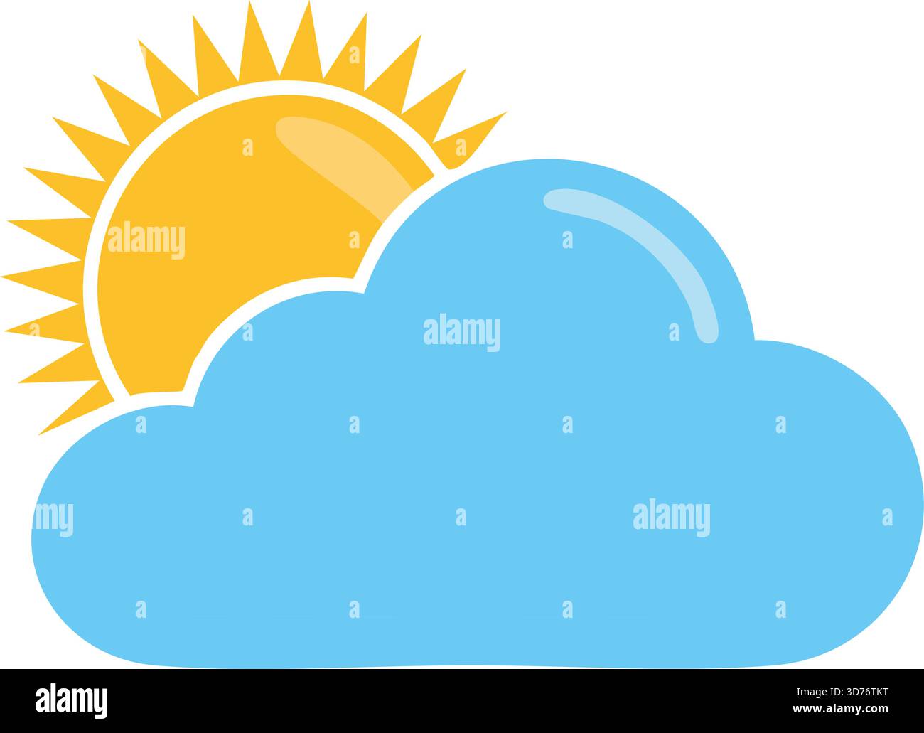 Wettersymbol „Blaue Wolke“ und „gelbe Sonne“ – flache Prognoseabbildung mit klaren Himmel für Meteorologie, Klimagrafik und Apps-Schnittstelle Stock Vektor