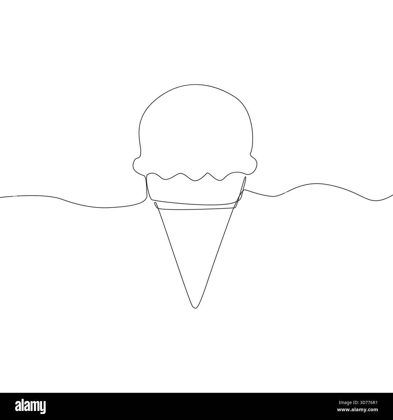 Handgezeichnetes Eis. Dessertkegel-Symbol. Süßes Sommervergnügen. Köstliches Essen Vektor. Stock Vektor