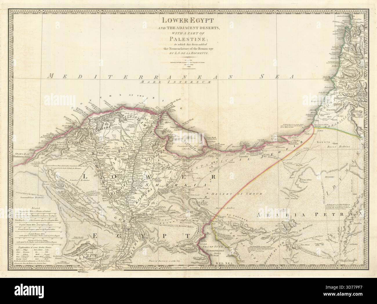 Niederägypten und die angrenzenden Wüsten mit einem Teil Palästinas… James Wyld 1843 Karte Stockfoto