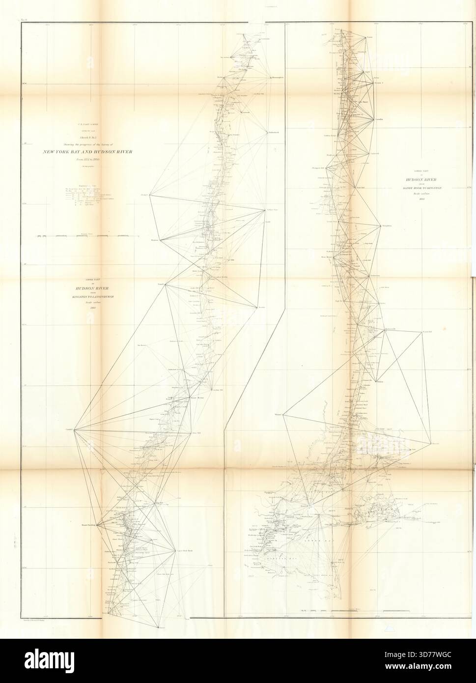 Diagramm der US Coast Survey B2 New York Bay & Hudson River. Sandy Hook 1860 Karte Stockfoto