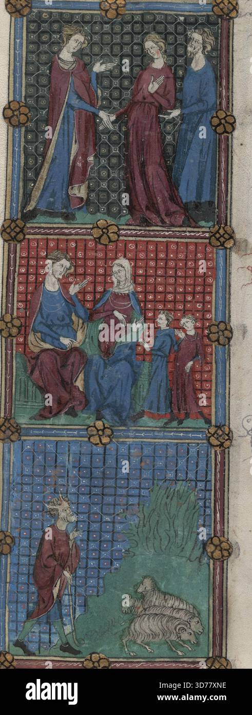 Szenen aus dem Buch Exodus, fol. 40r, 1390, mit Moses (biblischer Führer) Stockfoto