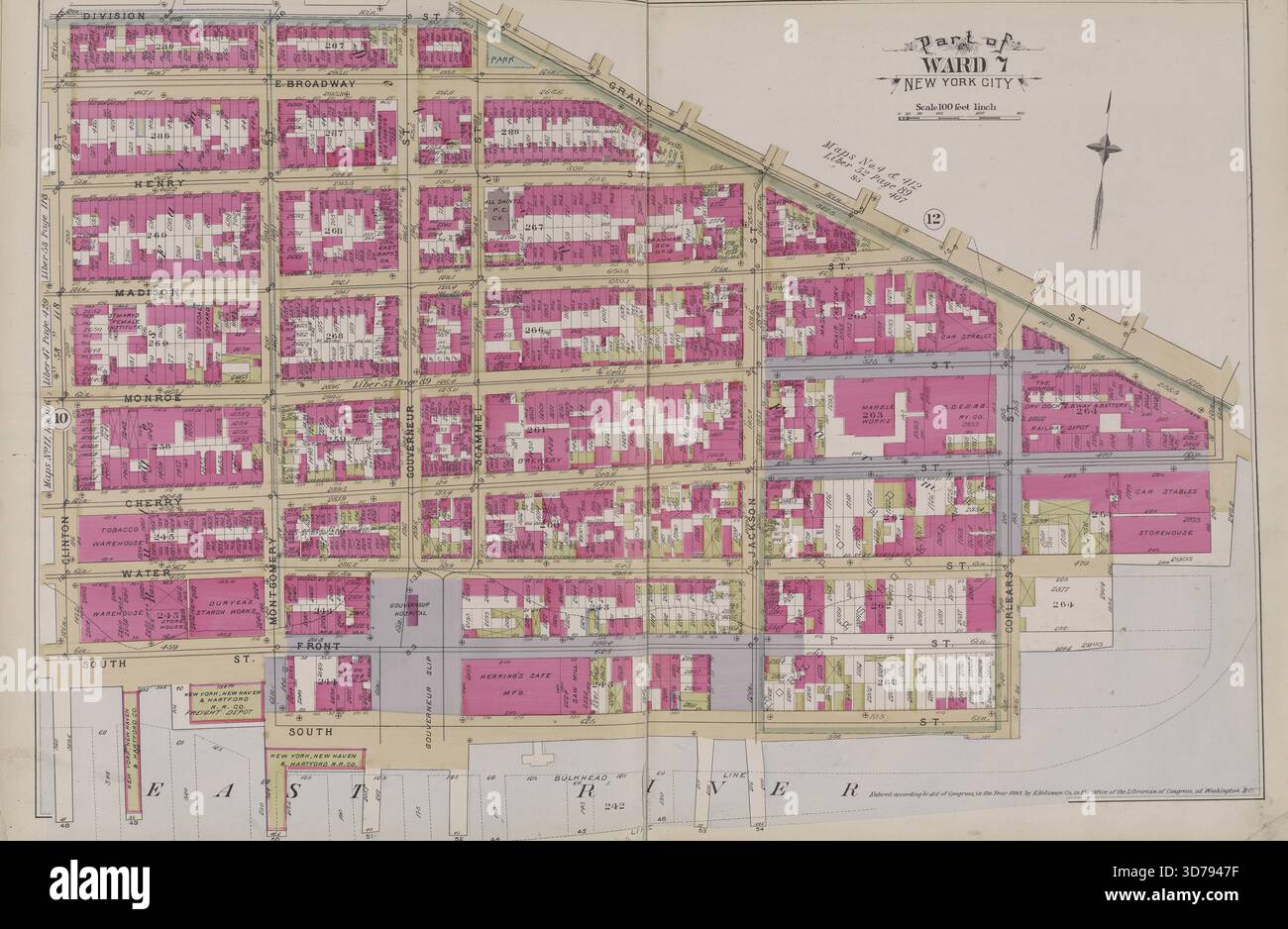 Platte 11 Karte begrenzt durch Grand St., East River, Clinton St., Division St., 1893, E. Robinson Co., 1893, New York, Herausgeber, E. Robinson Co., New York (N.Y Stockfoto