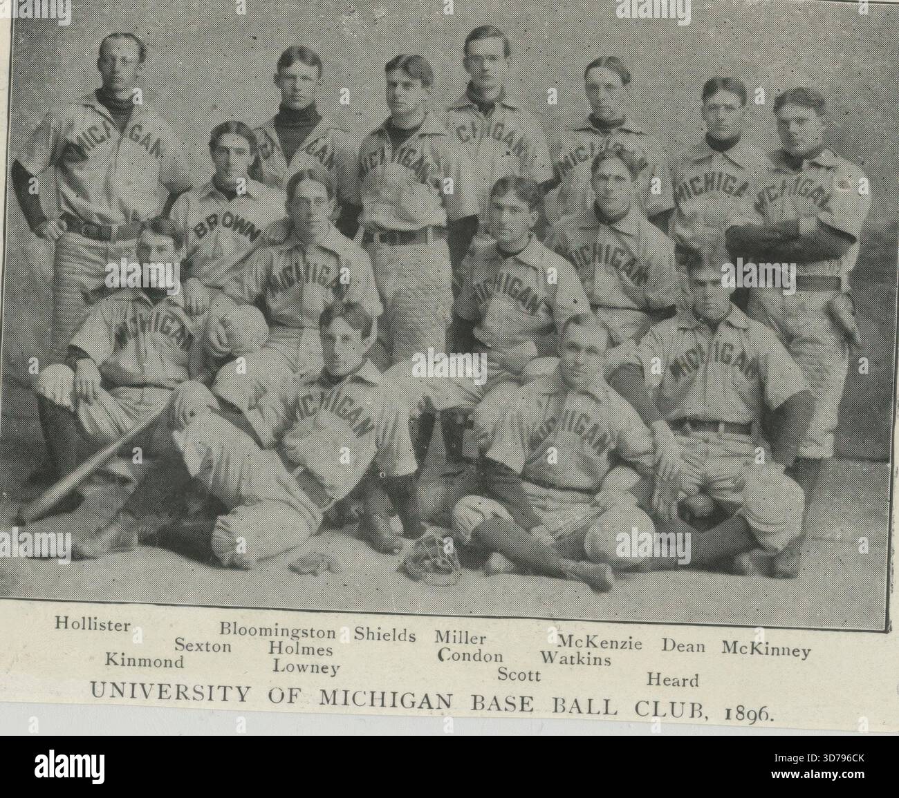 University of Michigan Base Ball Club, 1896; University of Virginia Base Ball Club, 1896., 1896. Baseball, College-Sport Stockfoto