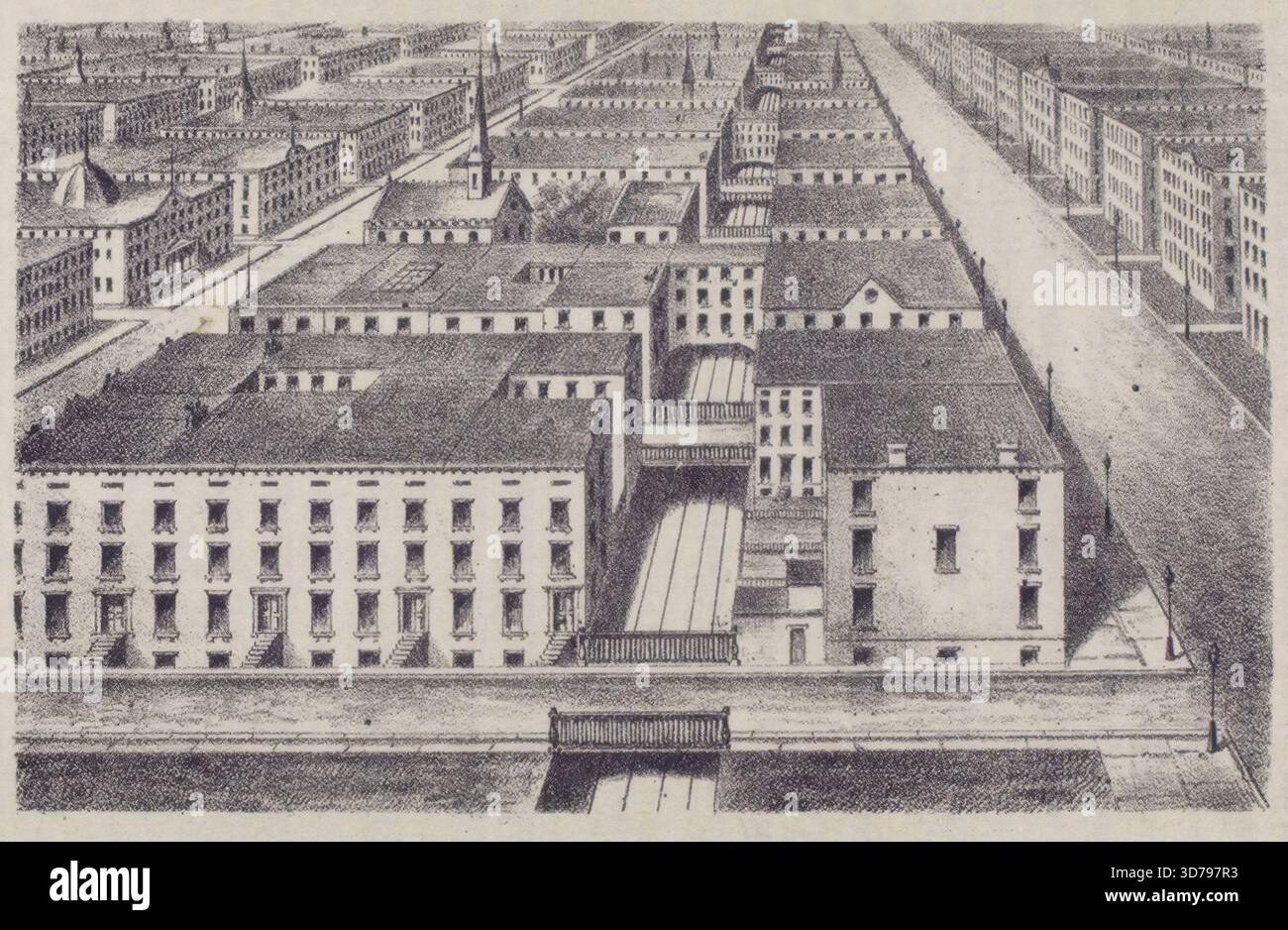 Die New York City deprimierte Eisenbahn, 1867., Albany. Eisenbahnbau und -Wartung, New York (Bundesstaat), 13 x 22 cm Stockfoto