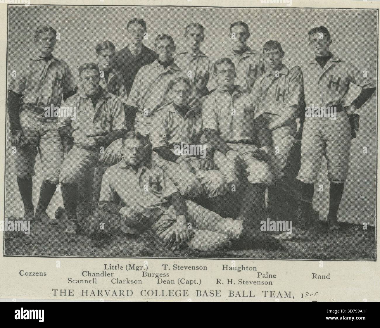 Harvard College Baseball Team, 1896; University of Pennsylvania Baseball Team, 1896., 1896. Baseball, Harvard College (1780-), University of Pennsylvania, College Sports Stockfoto