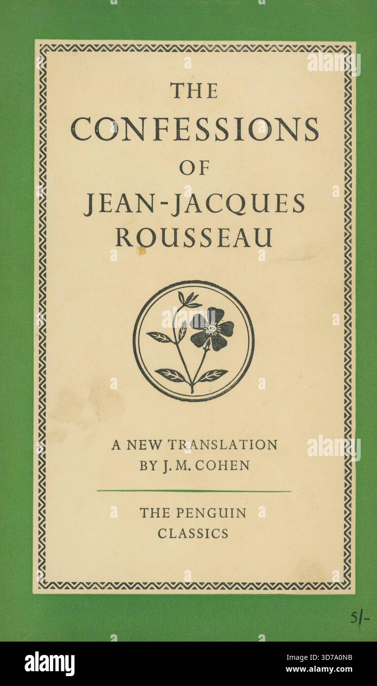 "Jean-Jacques Rousseau - Die Bekenntnisse. Penguin Classics L33, 1954. Rundzeichnung von Elizabeth Friedlander Stockfoto