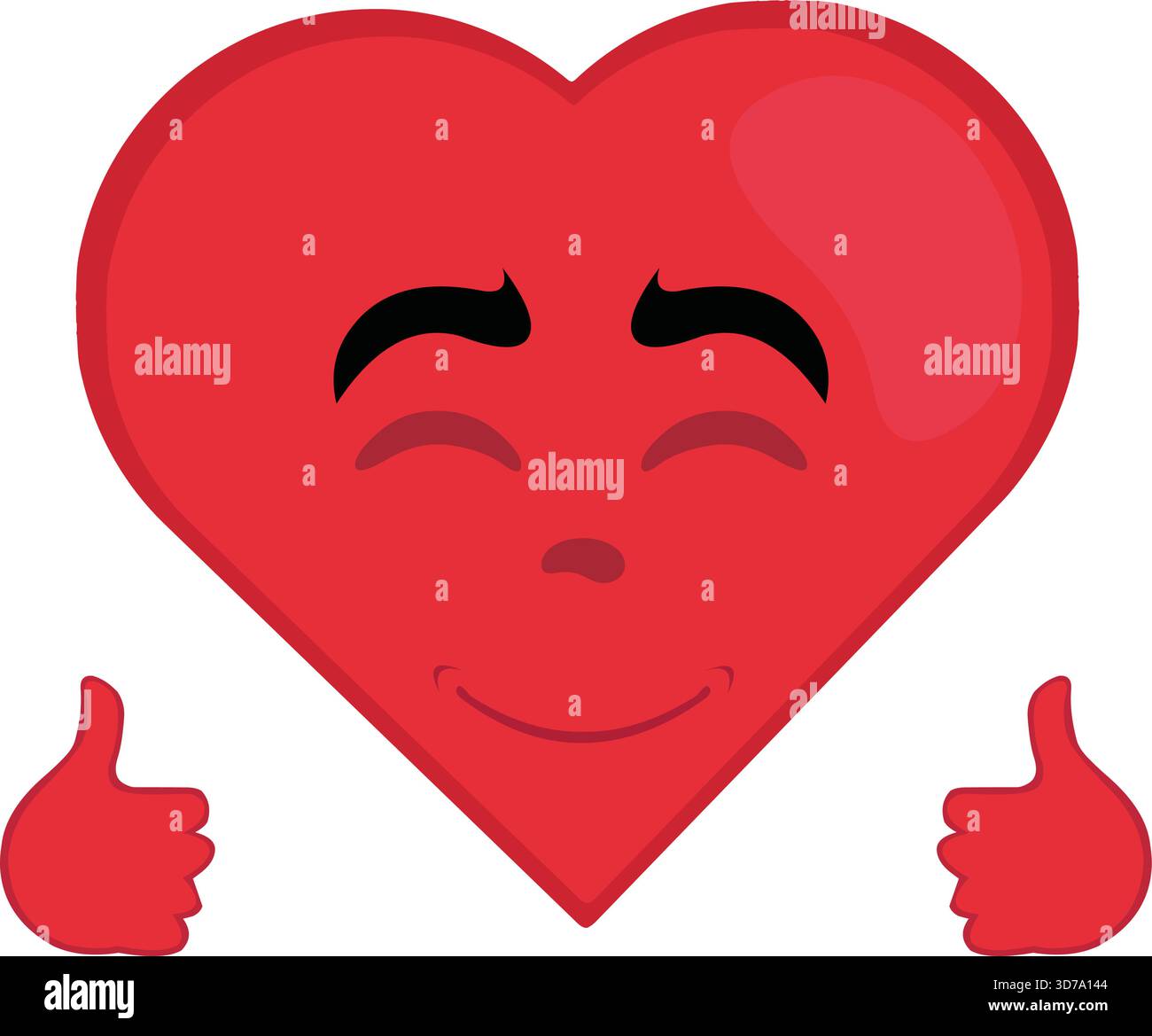 Vektor Illustration Emoticon Charakter Herz Cartoon, mit einem glücklichen Ausdruck und seine Hände mit den Daumen nach oben Stock Vektor