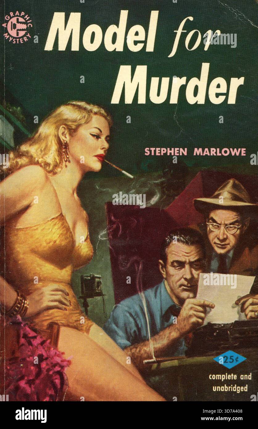 Stephen Marlowe - Modell für Mord. Grafikbücher 94, 1955. Cover-Künstler: Walter Popp. „Ein Fall von doppelter Belichtung!““ Stockfoto