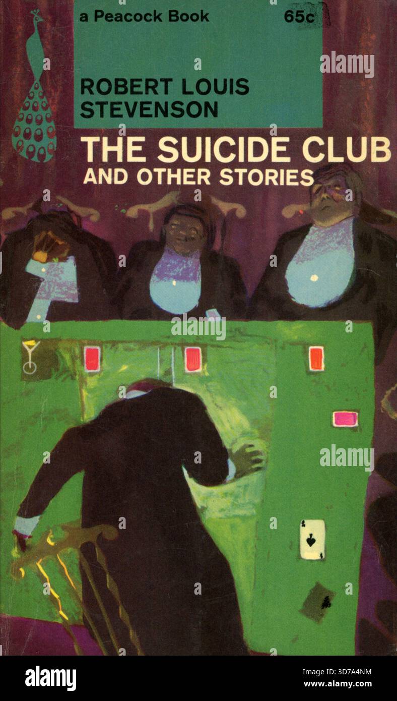 Robert Louis Stevenson - der Suicide Club und andere Geschichten. (Originaltitel: New Arabian Nights). Peacock Books PK23, 1963. Cover-Künstler: Peter Edwards' Stockfoto