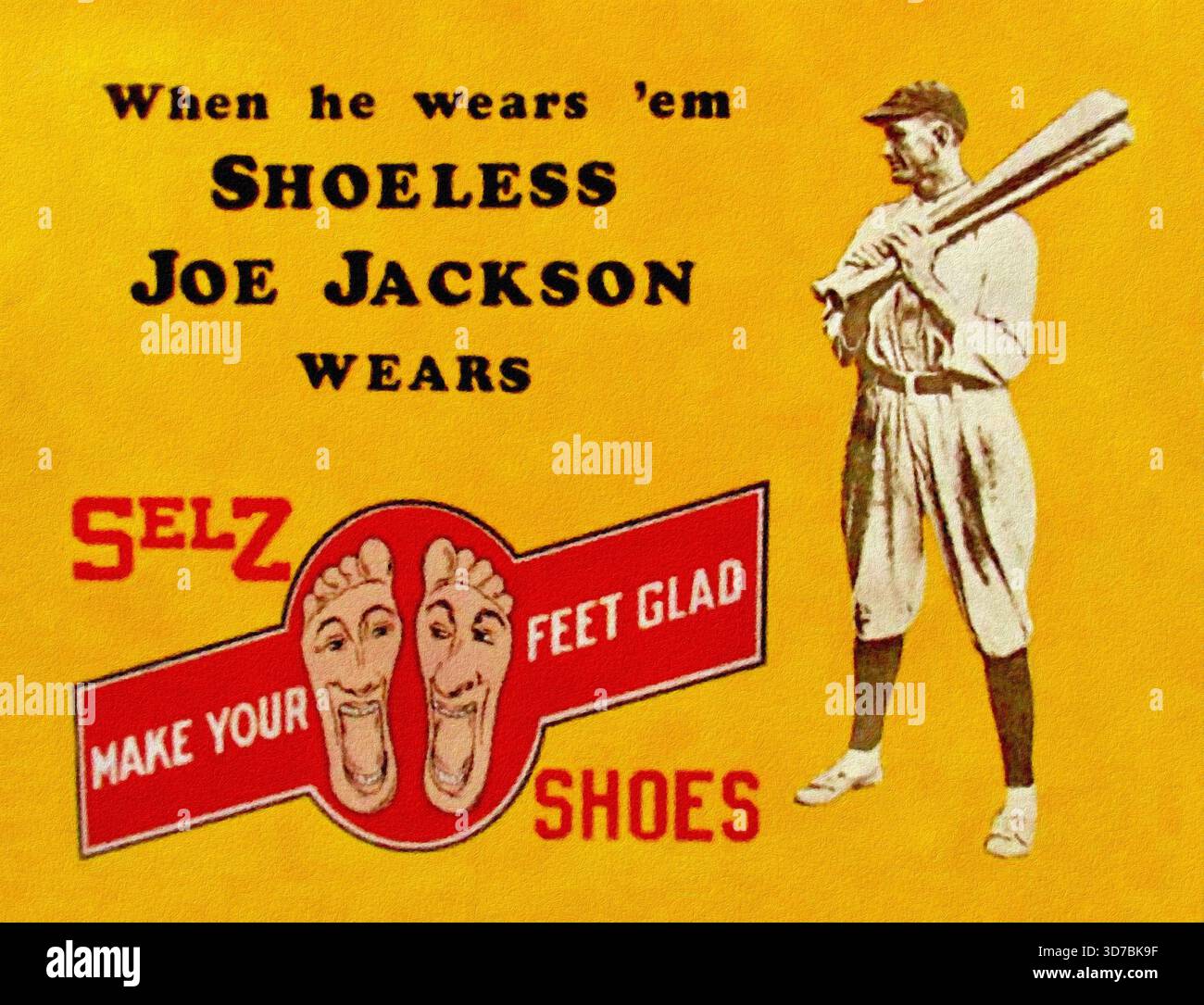 Shoeless Joe Jackson, Selz Shoes Werbung. Stockfoto
