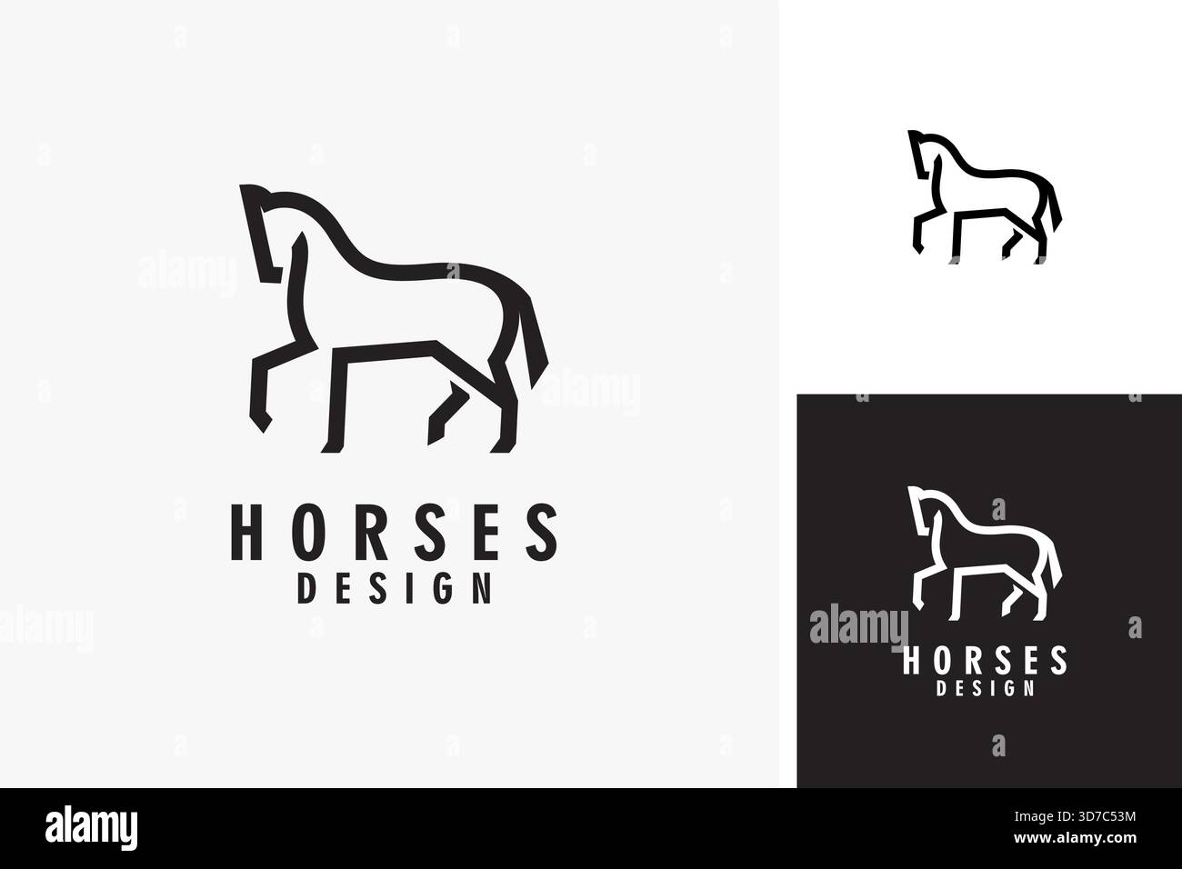 Design mit stehendem Pferdeschleife-Logo Stock Vektor