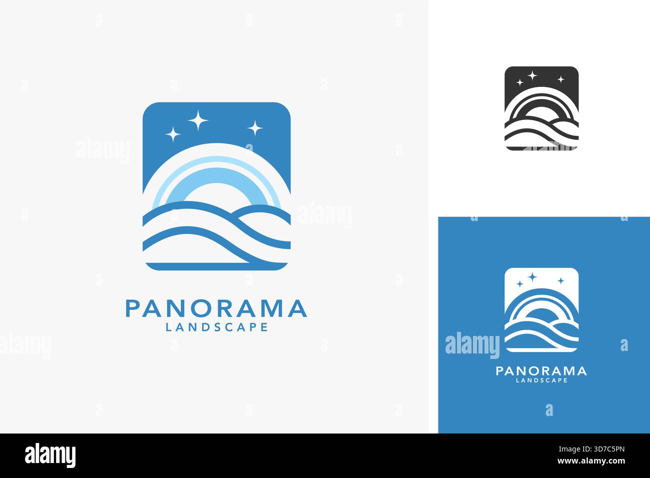 Geometrisches Panorama-Logo im Querformat Stock Vektor