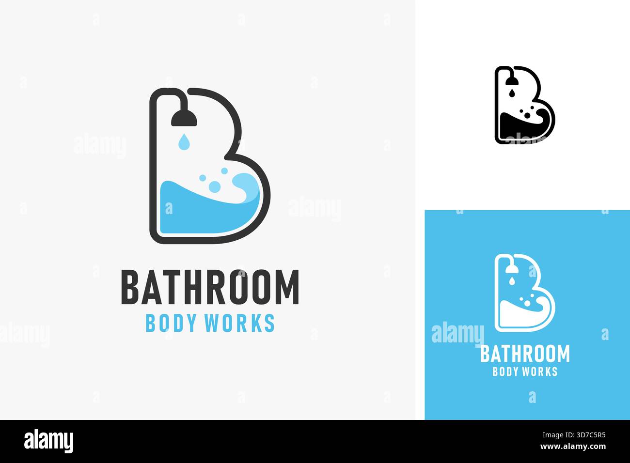 Badewanne mit Logo-Symbol mit Buchstabe B Stock Vektor