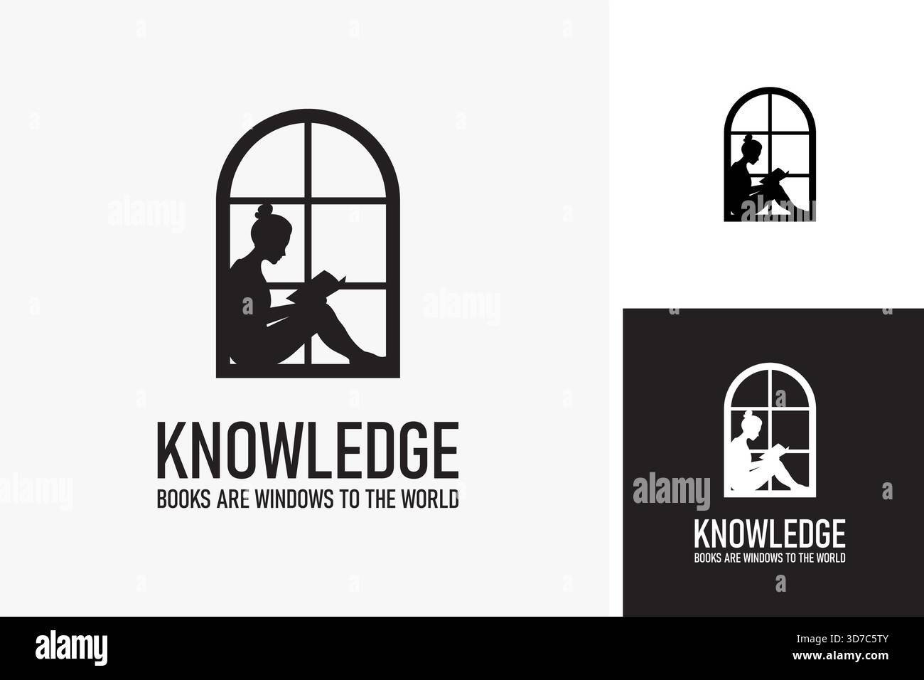 Logodesign von Büchern sind Fenster zur Welt Stock Vektor