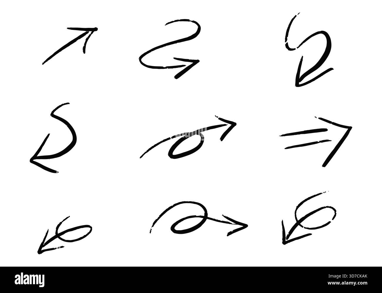 Satz verschiedener handgezeichneter Vektorpfeile. Stock Vektor