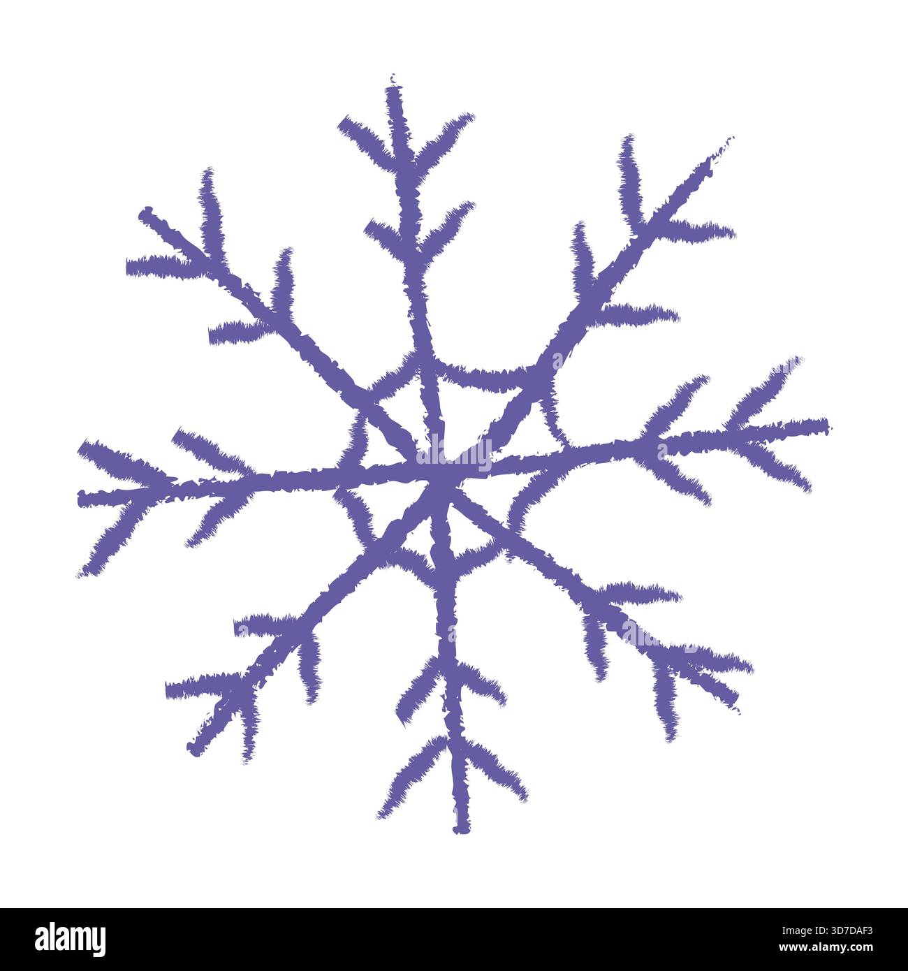 Eine auffällige lila Schneeflocke mit detaillierten Zweigen fängt das Wesen des Winters ein. Das einzigartige Design unterstreicht die Schönheit und Vielfalt der Schneeflocken Stock Vektor