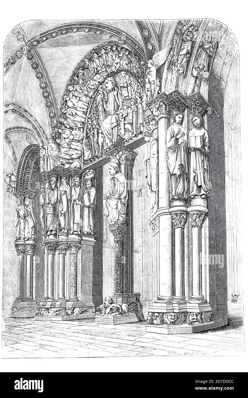 Portal an der Kathedrale zu Santiago de Compostella, Spanien, Historisch, digitale verbesserte Reproduktion von einer Vorlage um 1860 Stockfoto