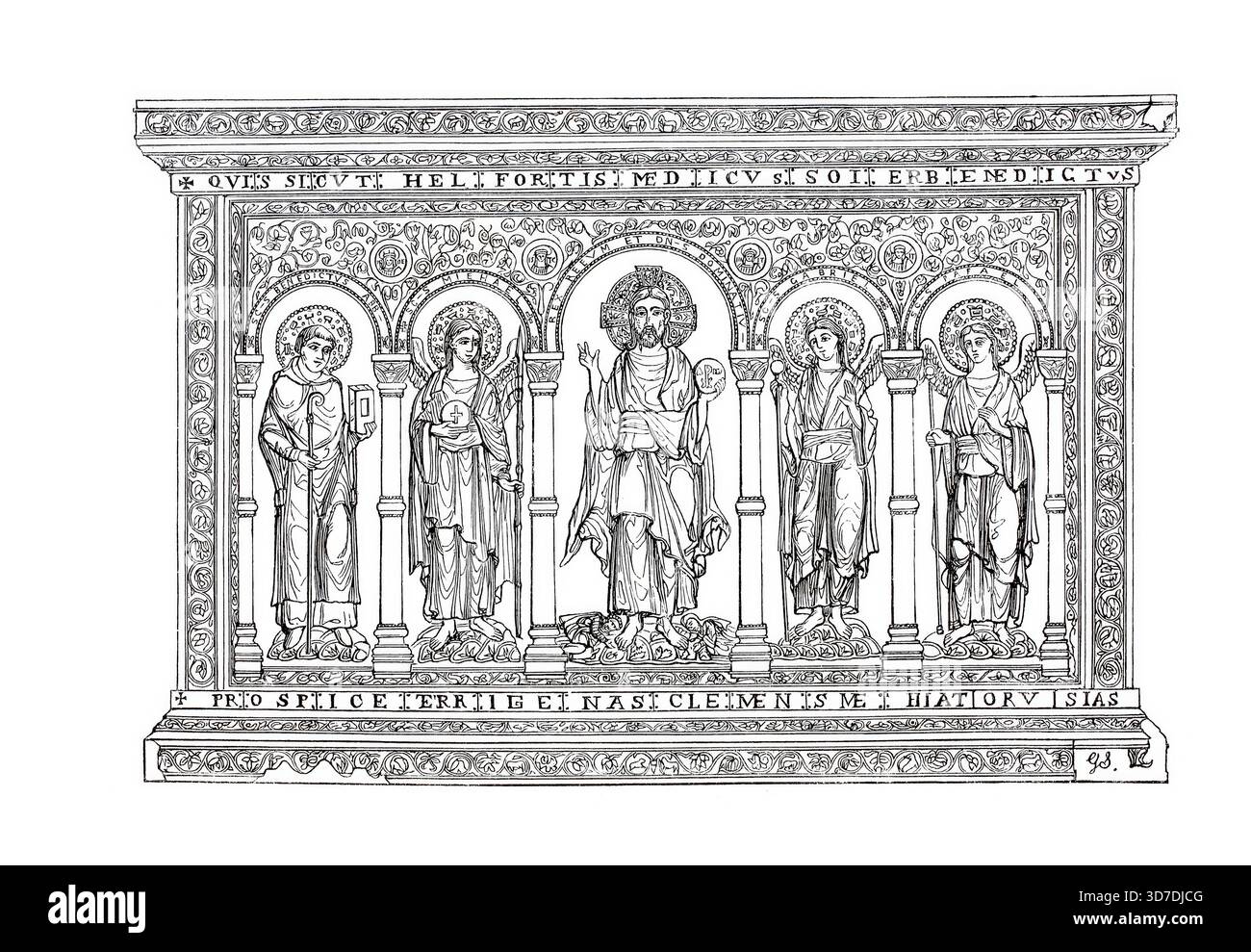 Altartafel im Basler Münster, Basel, Schweiz, Historisch, digitale verbesserte Reproduktion von einer Vorlage um 1860 Stockfoto