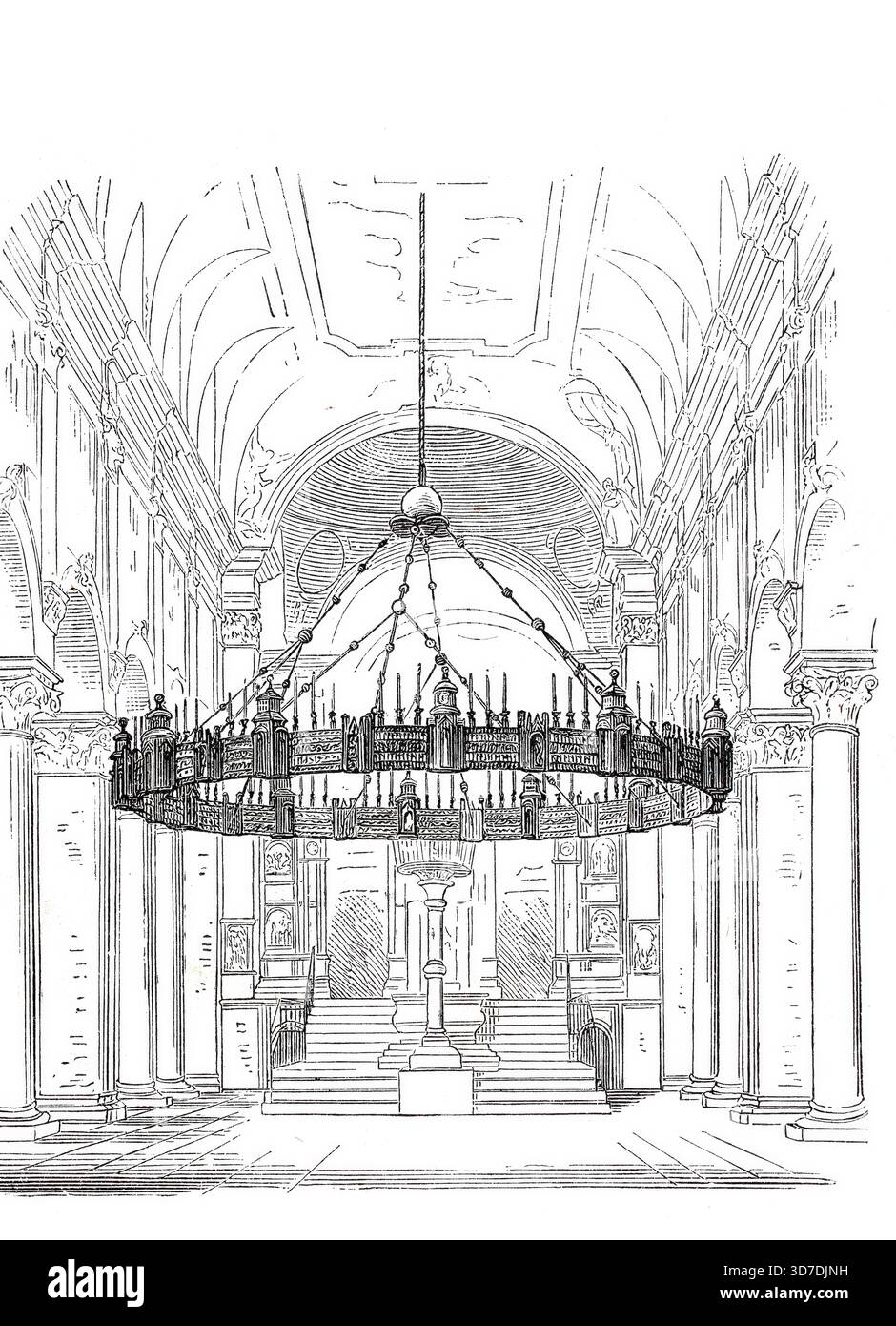 Kronleuchter, Heziloleuchter, im Dom zu Hildesheim um 1850, Deutschland, Historisch, digitale verbesserte Reproduktion von einer Vorlage um 1860 Stockfoto