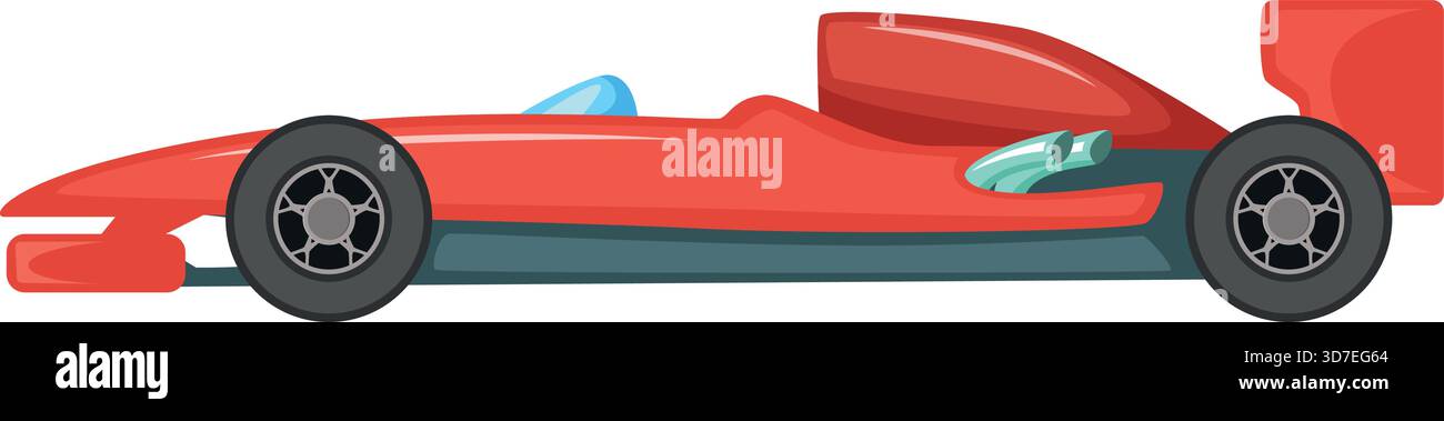 Ein roter Rennwagen mit blauem Fenster. Das Auto steht auf weißem Hintergrund Stock Vektor
