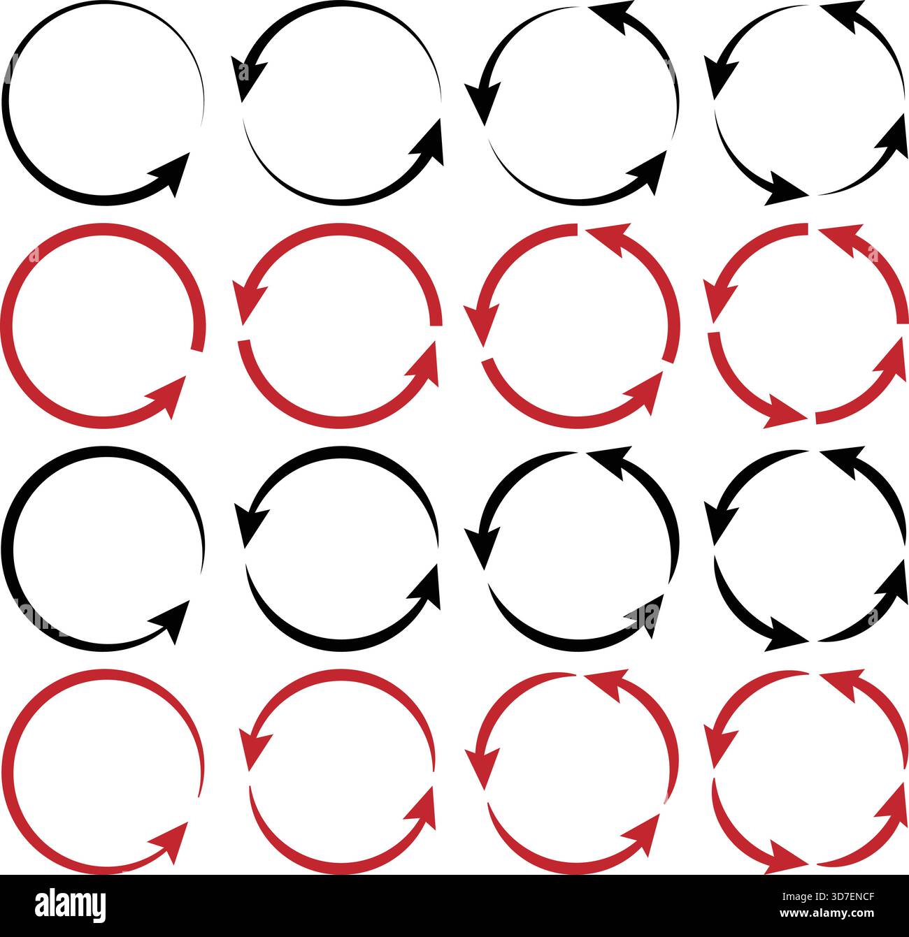 Sammlung von Kreispfeilen für Rotationszyklus und Prozessrichtung Stock Vektor