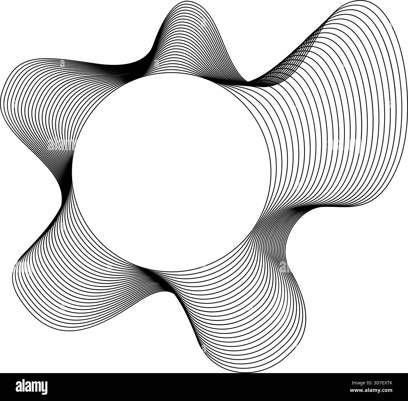 Design mit kreisförmigem Mittelbereich mit weichen Bögen und subtilen Schichtkurven, die die umgebende Struktur bilden. Stock Vektor