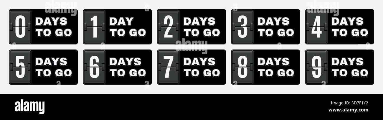 Countdown-Nummer für den Kalender „Tage bis zum Ende“ mit 3D-Zeitschaltuhr. Verkaufsaufkleber und Last-Minute-Werbebanner. Business Marketing und Online Stock Vektor