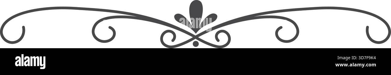 Ein Schwarzweißbild eines dekorativen Rahmens. Der Rand besteht aus einer Reihe von Kurven und Wirbeln. Das Bild ist in Schwarzweiß dargestellt, was ein c ergibt Stock Vektor