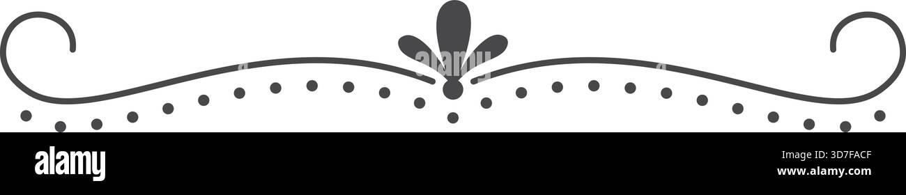 Ein Schwarzweißbild einer welligen Linie mit Punkten Stock Vektor