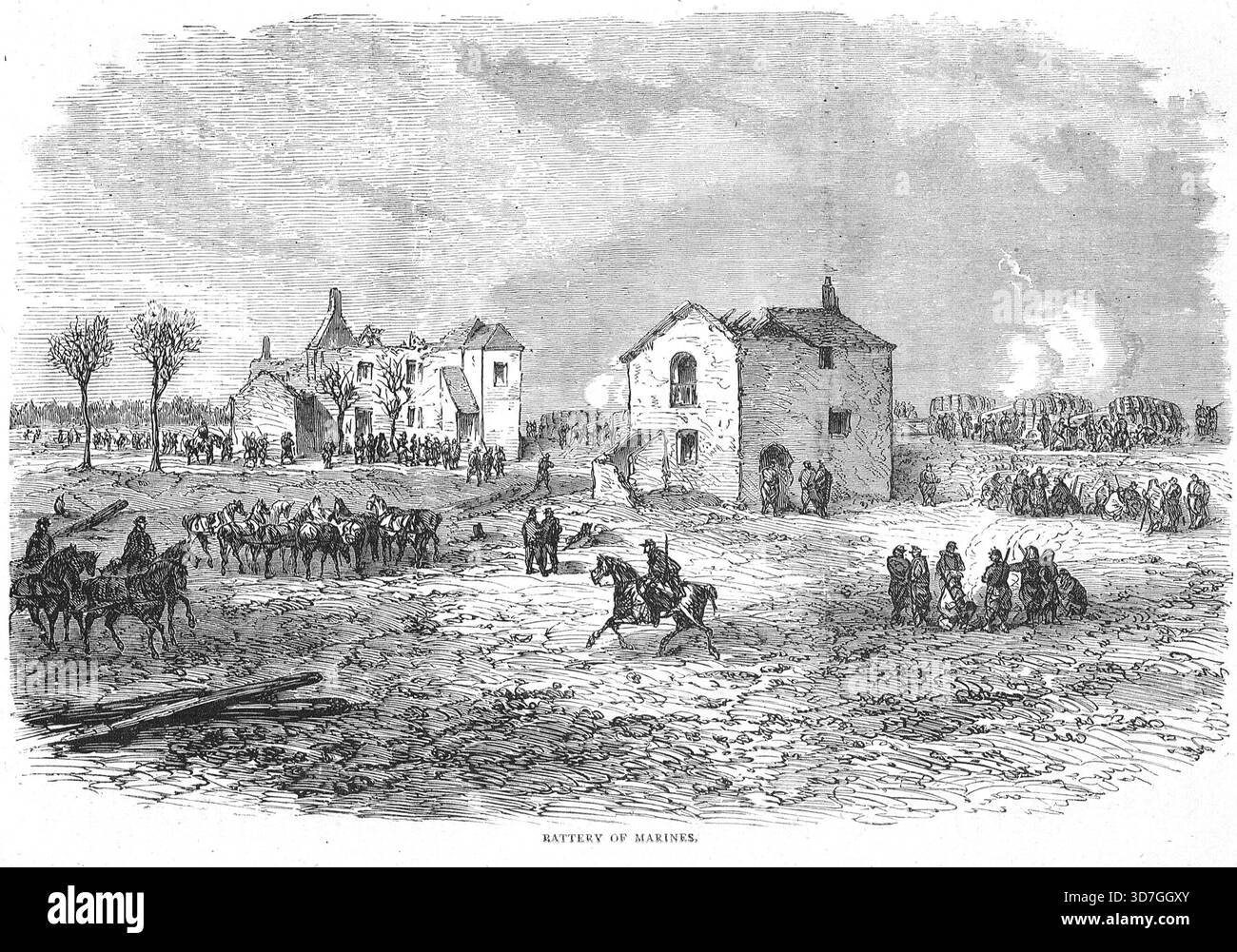 Eine Batterie von Marines während des Deutsch-Französischen Krieges. Stockfoto