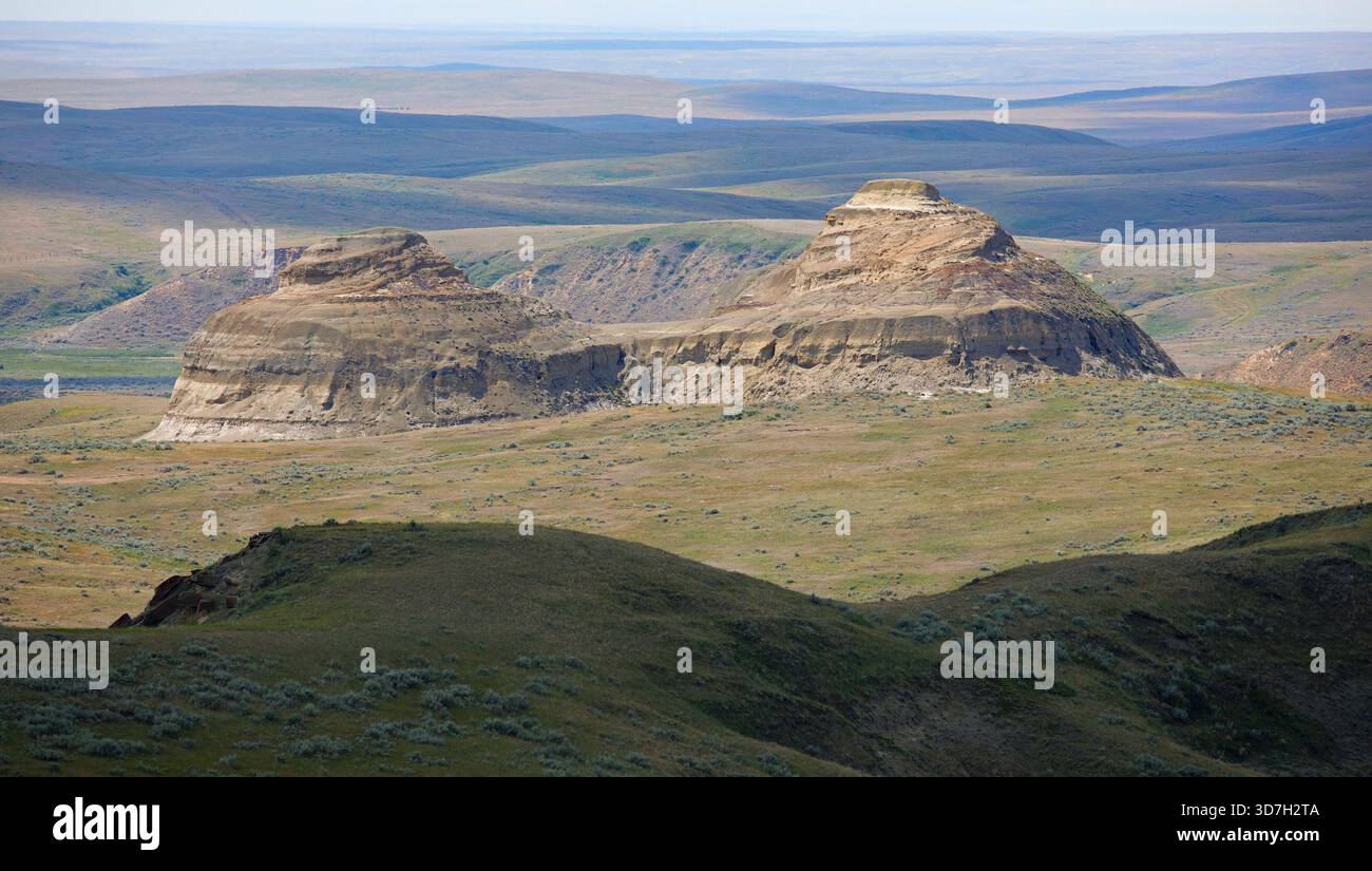 Badlands Landschaft im Grasslands National Park East Block, Saskatchewan, Kanada Stockfoto