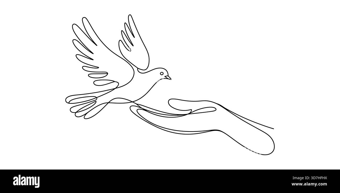 Kontinuierliche Linienkunst einer Hand, die die Freiheit symbolisiert Stock Vektor