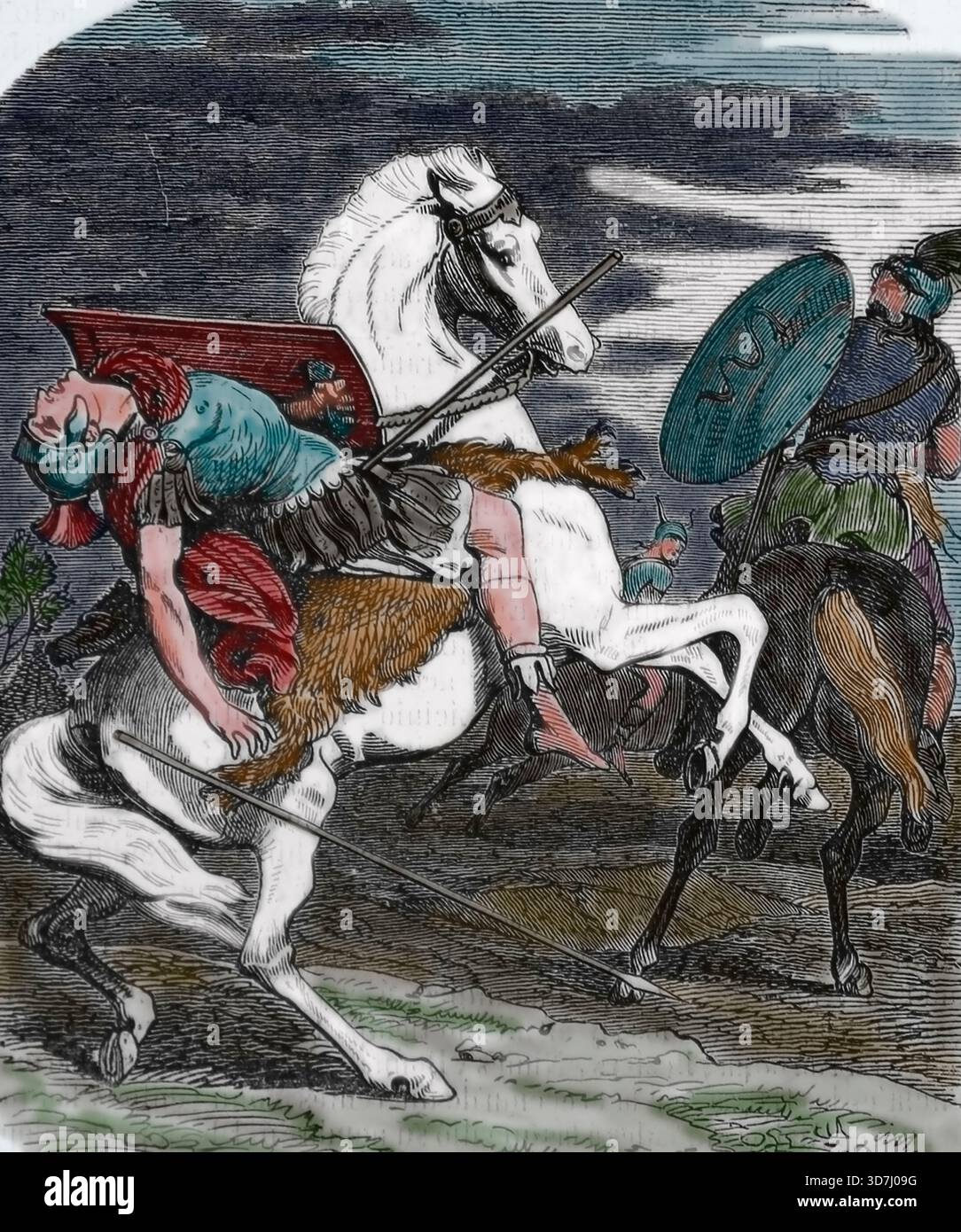 Das römische Militär, Gaius Volusenus, diente unter Julius Cäsar, ermordet durch den Häuptling von Atribates, Commius. Gallische Kriege. 1. Jahrhundert. Stockfoto