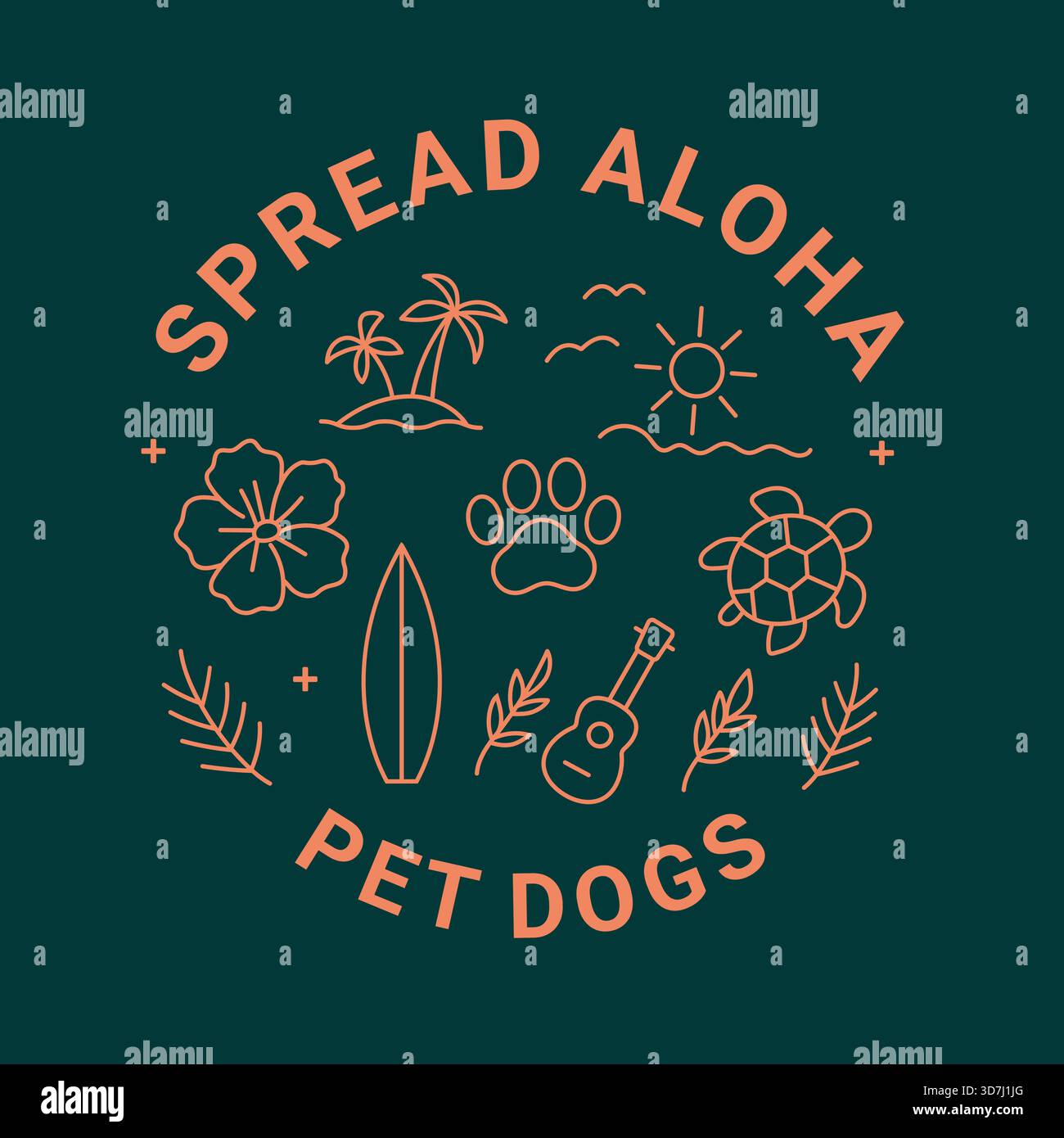 Minimalistisches Hawaiian Line Art Badge Stock Vektor