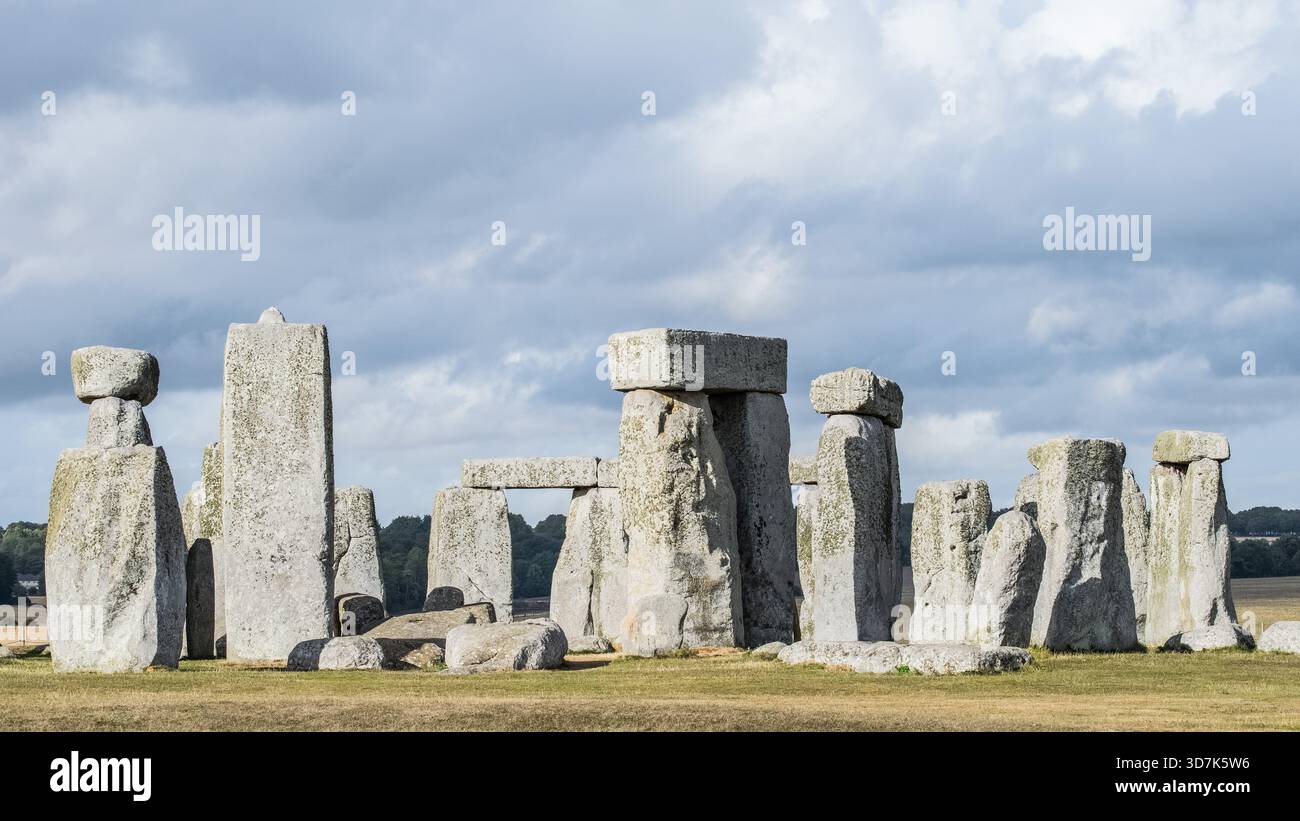 Neolithisches Monument, Stonehenge, Salisbury, Wiltshire, England, Großbritannien, GB, Europa, Landschaft, Landmarke, Englisches Erbe Stockfoto