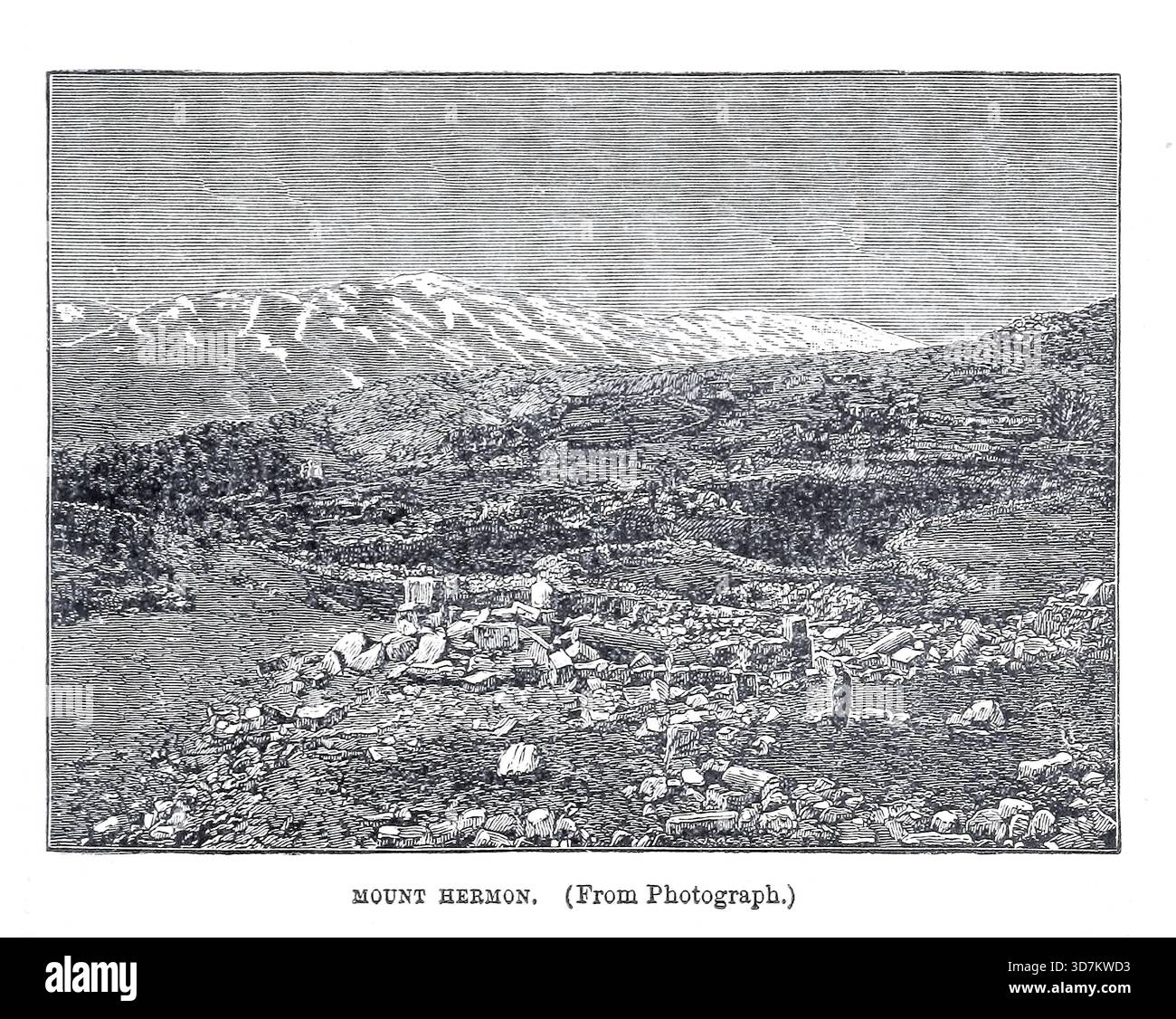 Mount Hermon aus dem Kommentar der Menschen [früher „Ein bildlicher Kommentar“] über das Evangelium nach Markus. Mit dem Text der gemeinsamen Fassung, 1611, und der überarbeiteten Fassung, 1881 (englische Lesungen und Renderings) von Rice, Edwin Wilbur, 1831–1929; American Sunday-School Union Publication date 1892 Stockfoto