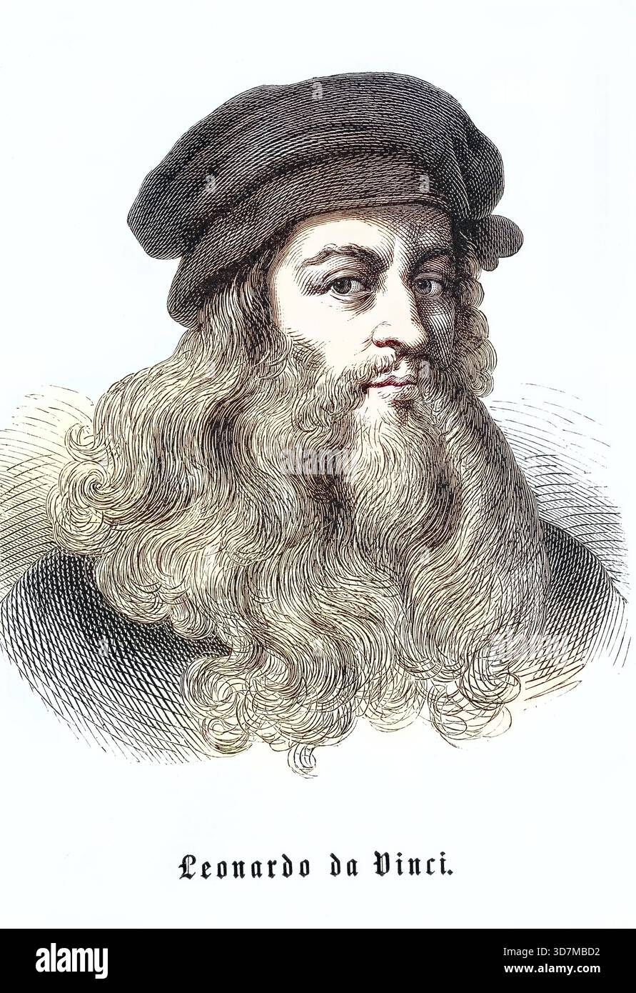 Leonardo da Vinci geb. 15. April 1452, am. 2. Mai 1519 auf Schloss Clos Lucé, italienischer Maler, Bildhauer, Architekt, Anatom, Mechaniker, Ingenieu Stockfoto