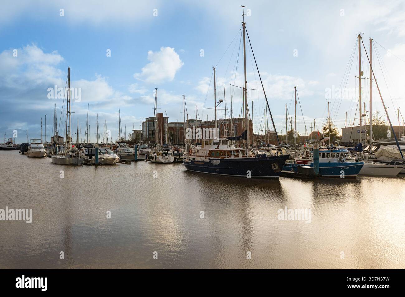 Hull Marina ist ein Yachthafen für Freizeitboote in der Stadt Kingston upon Hull. Sie wurde 1983 auf dem Gelände der ehemaligen Eisenbahndocks eröffnet. Stockfoto