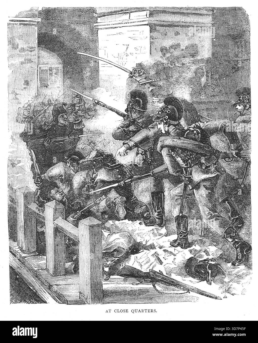 Französische und preußische Truppen kämpften im Deutsch-Französischen Krieg aus nächster Nähe. Stockfoto