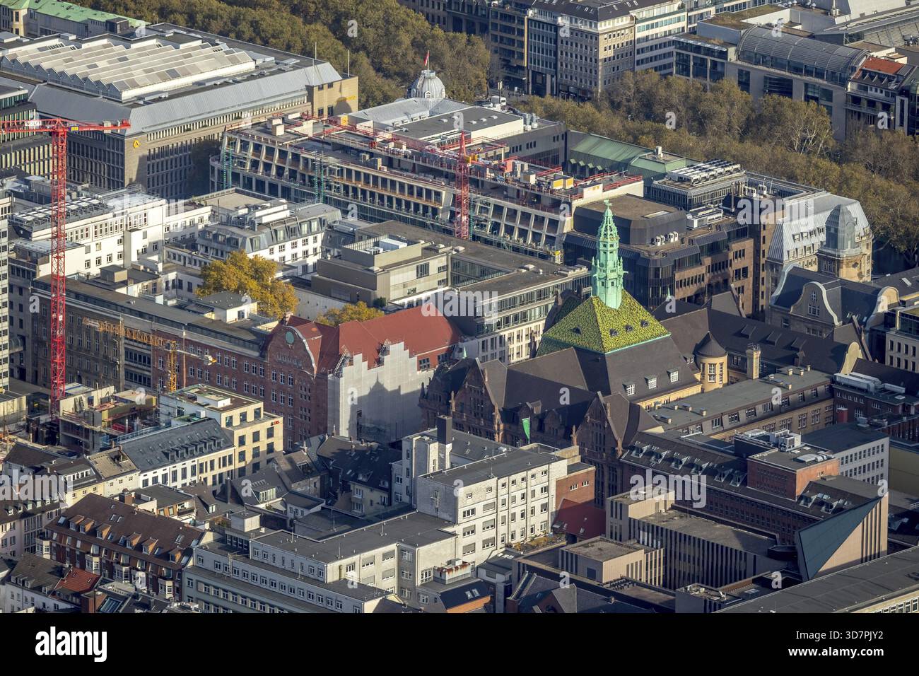 Luftaufnahme, Gewerbebau-Umbau Breite Straße, Deutsche Bank-Niederlassung, Bastionstrasse, Koe-Königsallee, Düsseldorf, Rheinland, Nordrhein Stockfoto