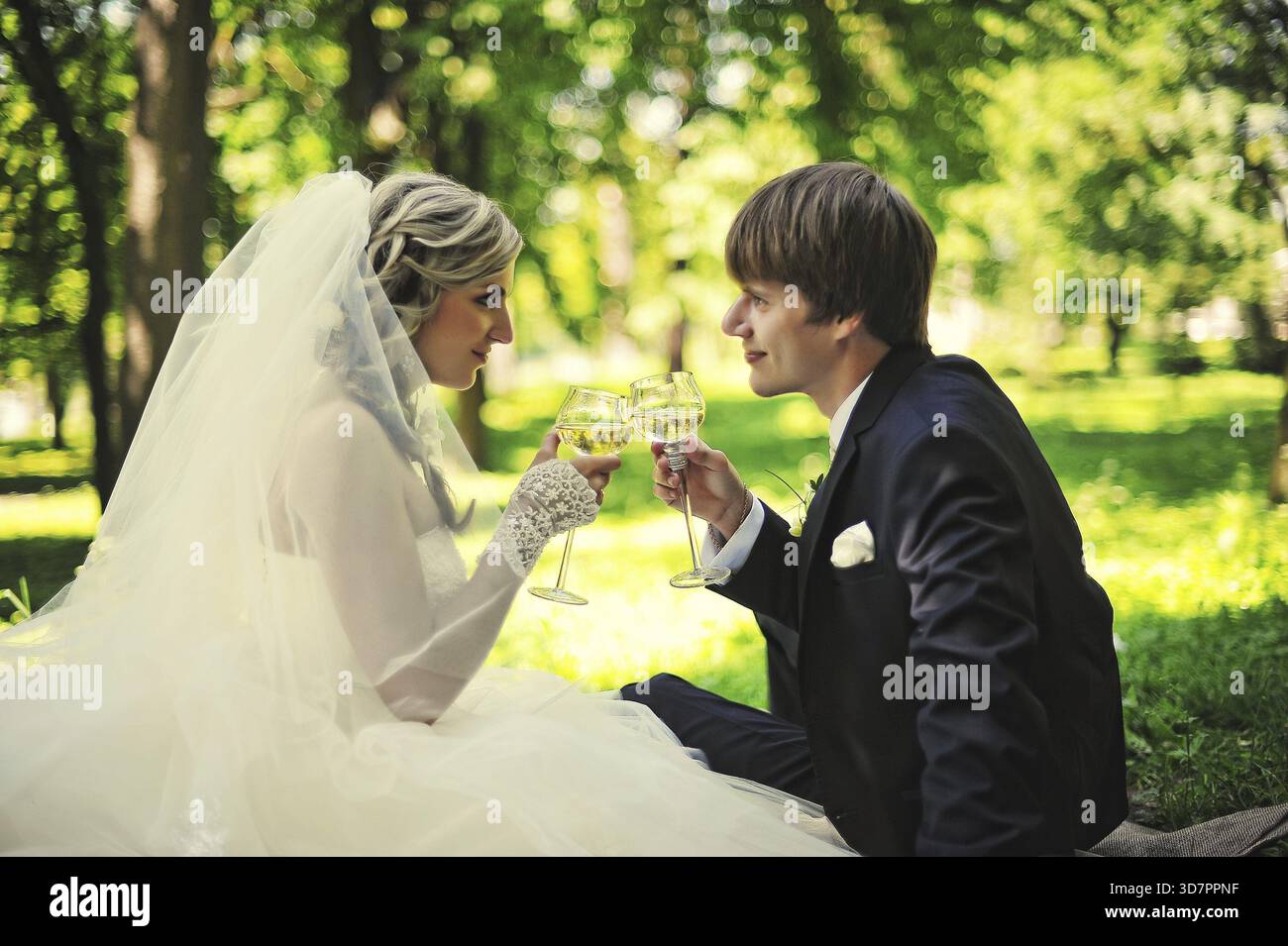 Gerade in der Liebe geheiratet Stockfoto