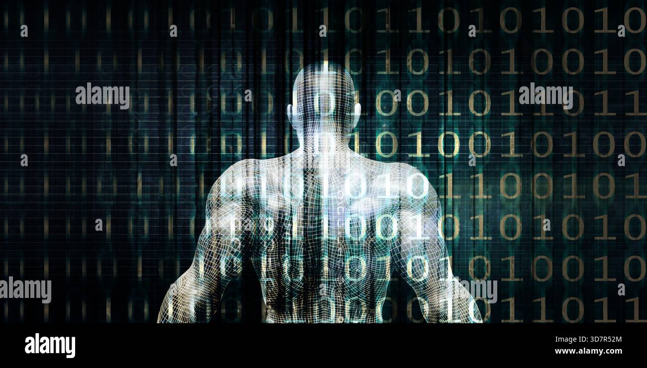 Abstrakter Menschlicher Drahtmodell-Avatar, Der Moderne Digitale Lösungen Repräsentiert Stockfoto